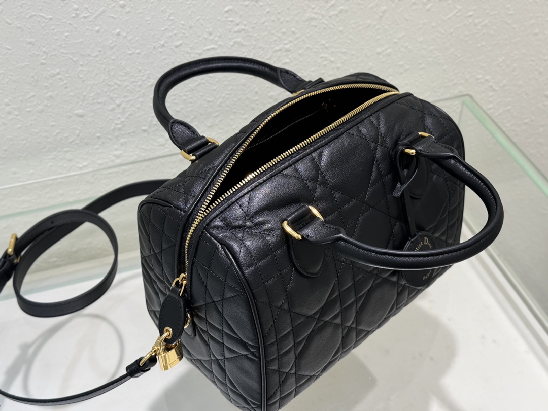 Dior Groove 25 Bag Black Macrocannage Calfskin